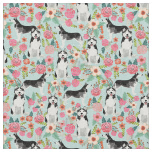 Tissu Chien pourri vintage floral bleu clair