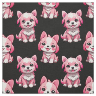 Tissu Chien rose Motif design - Noir