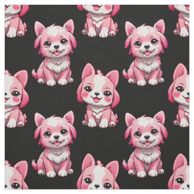 Tissu Chien rose Motif design - Noir (Échantillon)