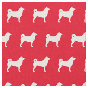 Tissu Chien Shibu Inu Silhouette Animal Rouge