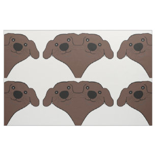 Tissu Chien Terre-Neuve Brun Regardant Dessin Animé