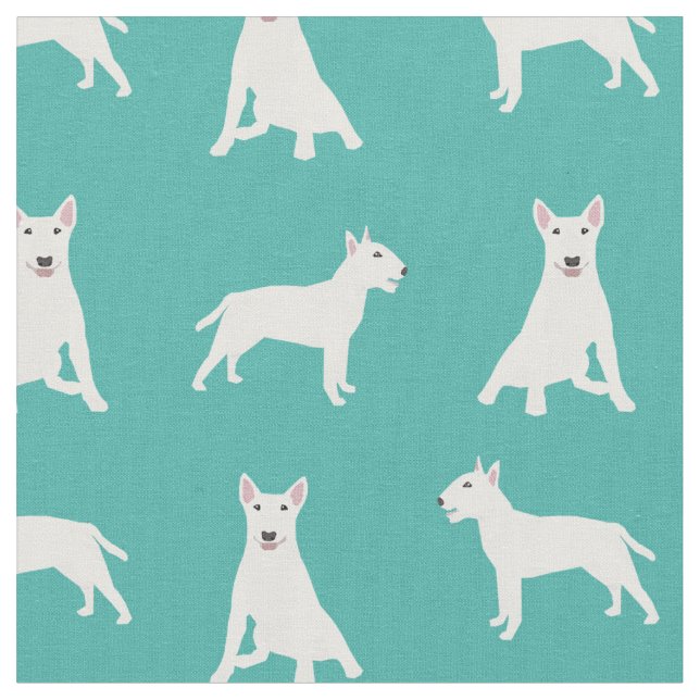 Tissu chien turquoise du taureau blanc (Fermer)
