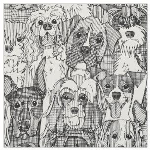 Tissu chiens beaucoup noir blanc