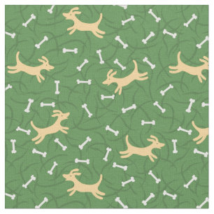 Tissu chiens chanceux avec l'arrière - plan d'os