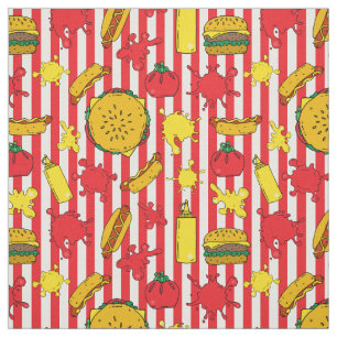 Tissu Chiens Chauds Burgers Barbecue Grill Rouge Blancs
