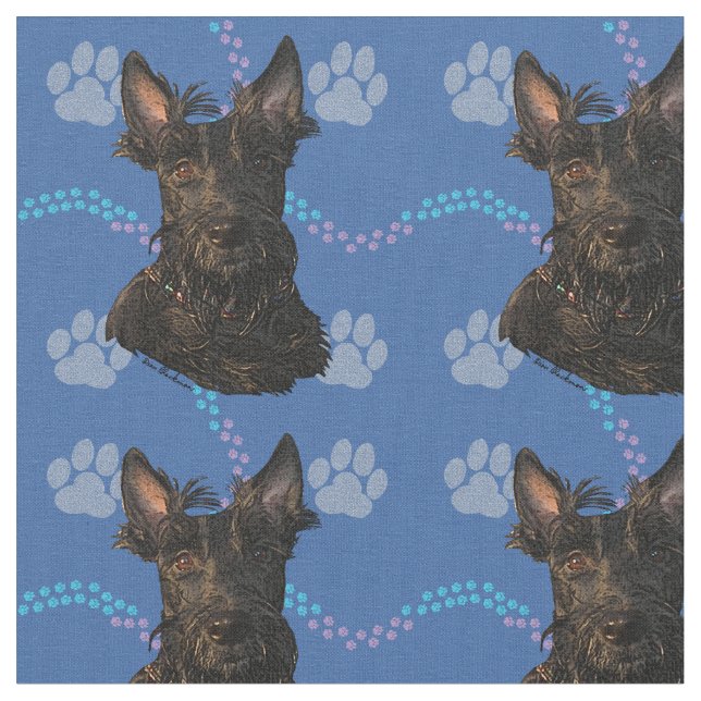 Tissu Chiens d'art - Scottish Terrier v1 (Fermer)