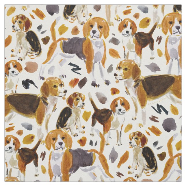 Tissu Chiens de chien de chien d'aquarelle beagle (Échantillon)