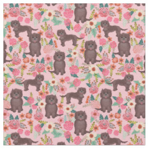 Tissu Chiens de coqueluche au chocolat vintage floral ro