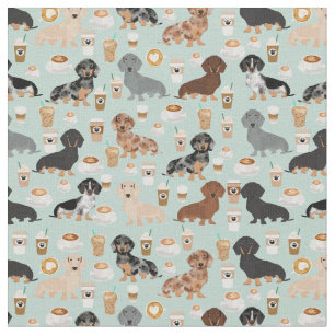 Tissu Chiens de Dachshund à la menthe