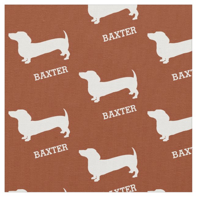 Tissu Chiens de Dachshund avec le nom (Fermer)