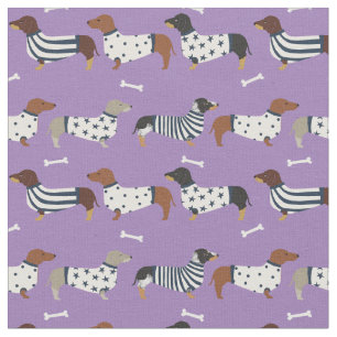 Tissu Chiens de Dachshund en sueur violet