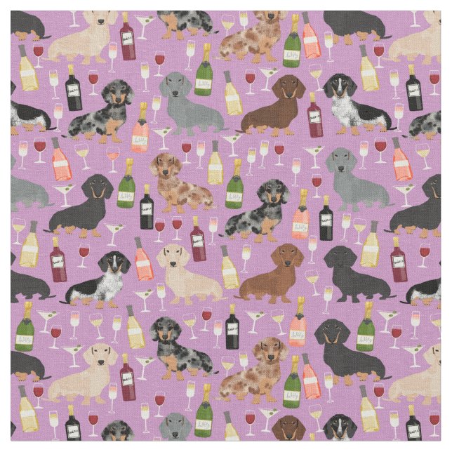 Tissu Chiens de Dachshund vin violet clair (Fermer)