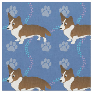 Tissu Chiens de dessin - Cardigan Welsh Corgi v2