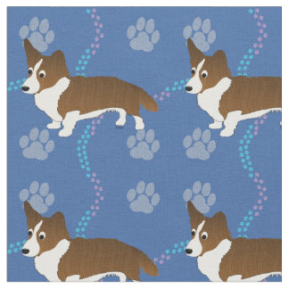 Tissu Chiens de dessin - Cardigan Welsh Corgi v2