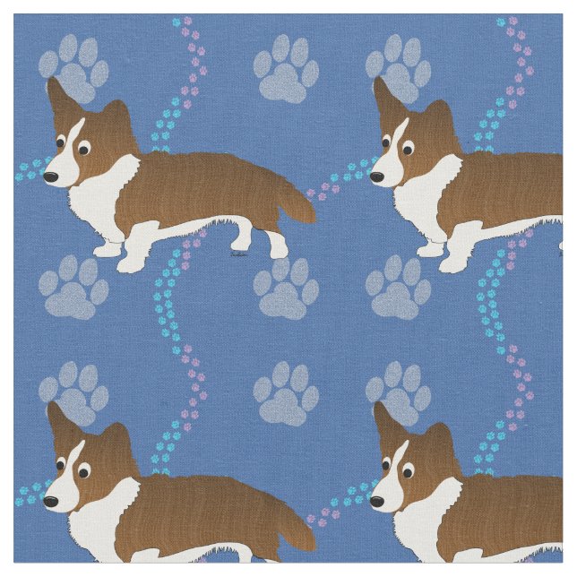 Tissu Chiens de dessin - Cardigan Welsh Corgi v2 (Fermer)
