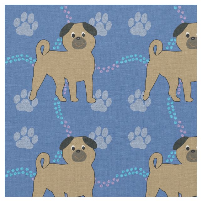 Tissu Chiens de dessin - Carlin v1 (Fermer)