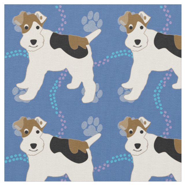 Tissu Chiens de dessin - Fil Fox Terrier v1 (Fermer)