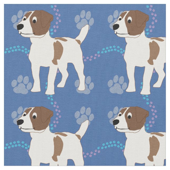Tissu Chiens de dessin - Jack Russell Terrier v1 (Fermer)