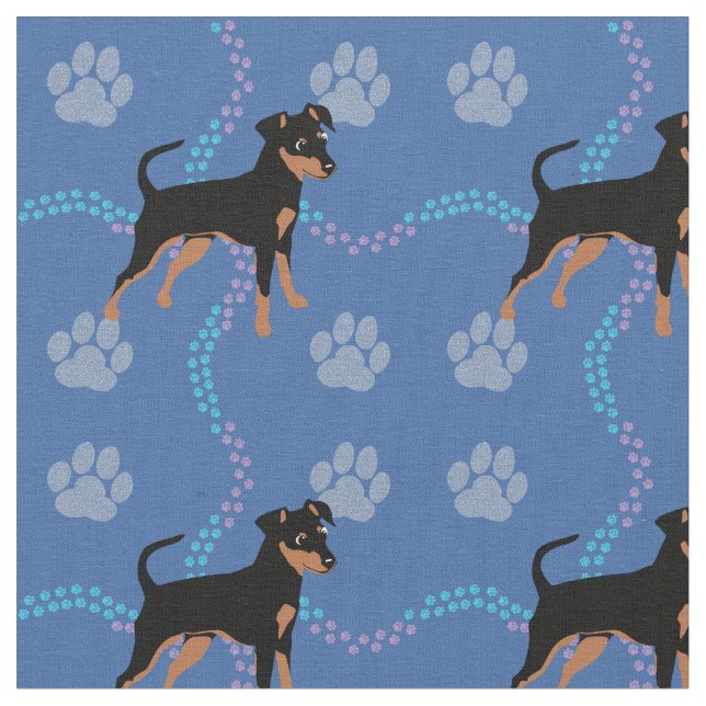 Tissu Chiens de dessin - Miniature Pinscher v5 (Fermer)