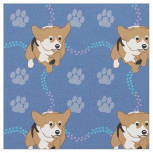Tissu Chiens de dessin - Pembroke Welsh Corgi v3