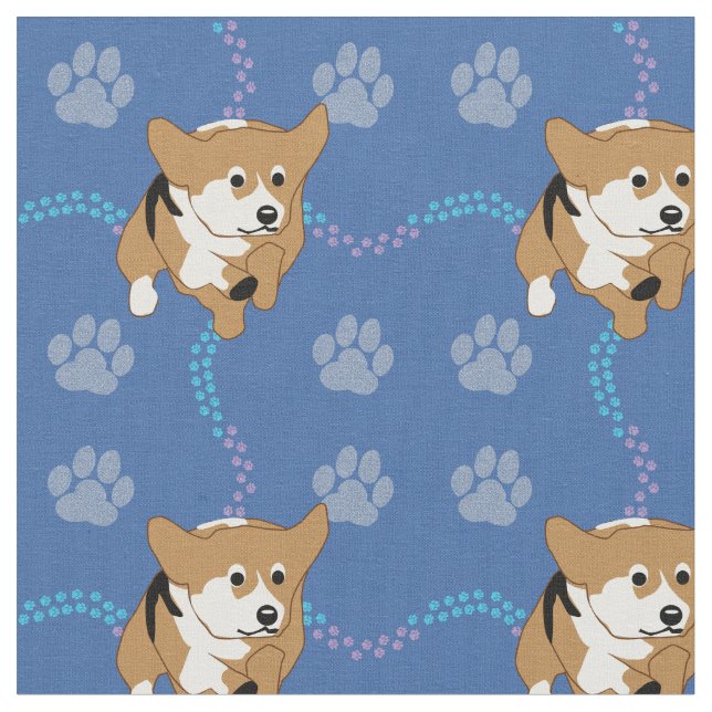 Tissu Chiens de dessin - Pembroke Welsh Corgi v3 (Fermer)