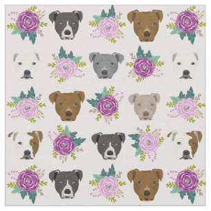 Tissu Chiens de Pitbull lavande florale