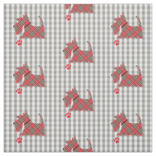 Tissu Chiens de Tartan Terrier écossais rouge En vichy P