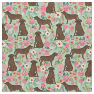 Tissu Chiens du Labrador au chocolat Monnaie à fleurs v
