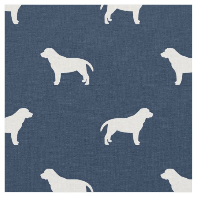 Tissu Chiens du Labrador silhouette bleue marine (Fermer)