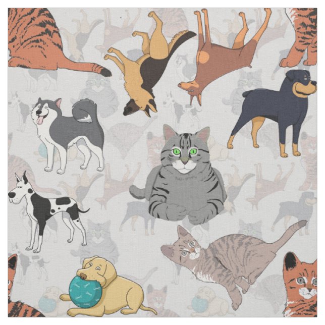 Tissu Chiens Et Chats De Charme Textile Sans Seamless (Échantillon)