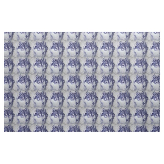 Tissu Chiens et neiges de Blue Husky (Yard)