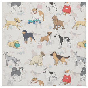 Tissu Chiens mignons Design Motif Blanc