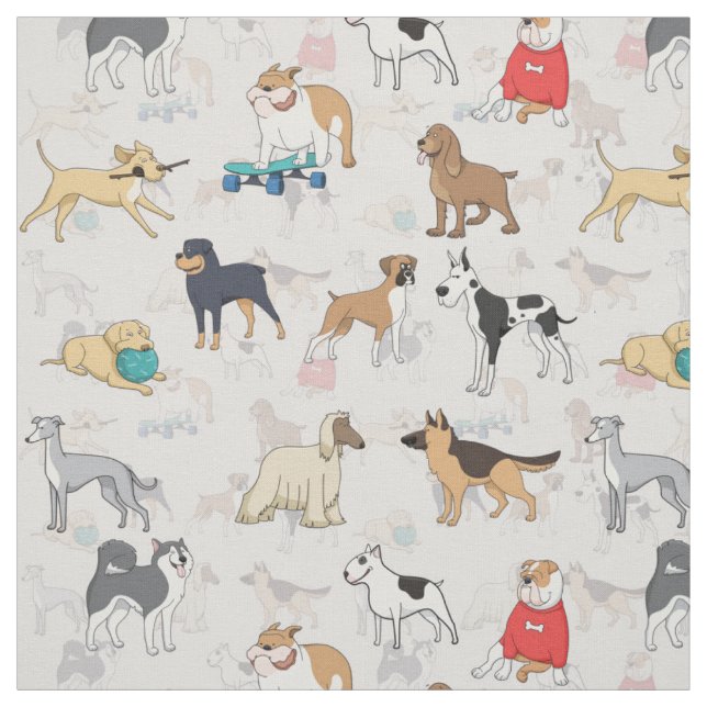 Tissu Chiens mignons Design Motif Blanc (Échantillon)