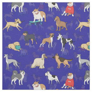 Tissu Chiens mignons Design Motif bleu