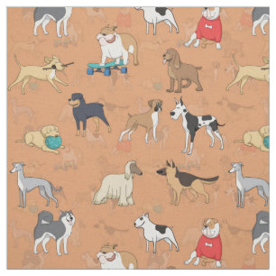 Tissu Chiens mignons Design Motif Orange