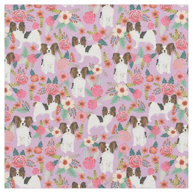 Tissu chiens papillon violet vintage (Fermer)