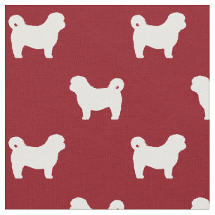 Tissu Chih Tzu Chien Silhouettes Rouge et Blanc Motif