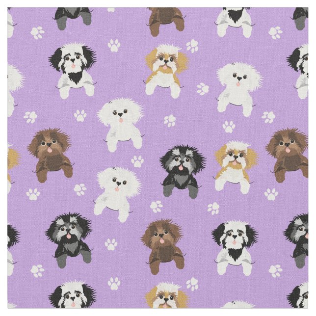 Tissu chih tzu chiens de poche violet (Fermer)