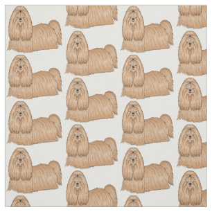 Tissu Chih tzu long cheveux dessin de chien
