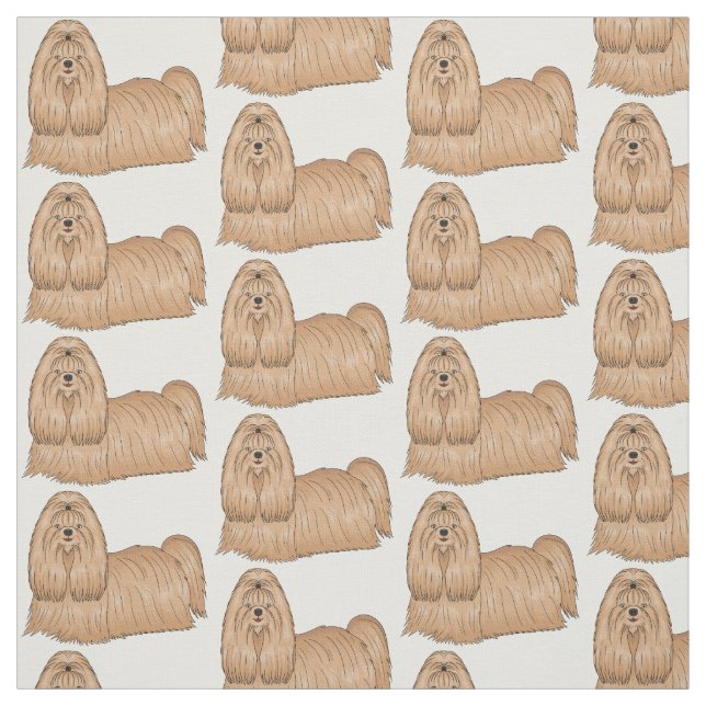 Tissu Chih tzu long cheveux dessin de chien (Échantillon)