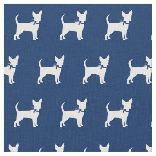 Tissu Chihuahua Chien Silhouette Animal Marine Blue