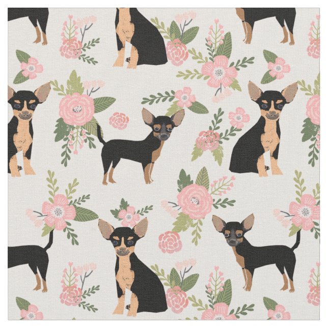 Tissu Chihuahua chiens pêche la flore (Fermer)