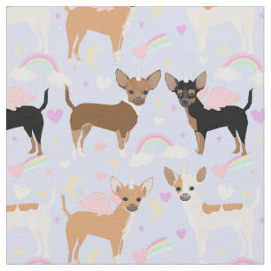 Tissu Chihuahua dogs unicorne pastel arc-en-ciel