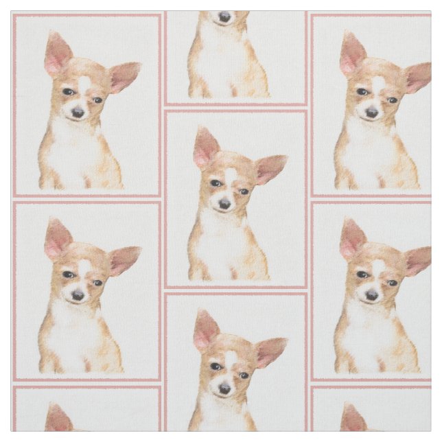 Tissu Chihuahua Painting - Cute Original Dog Art (Échantillon)