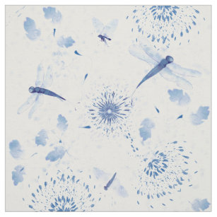 Tissu Chinoiserie de libellule bleue Floral
