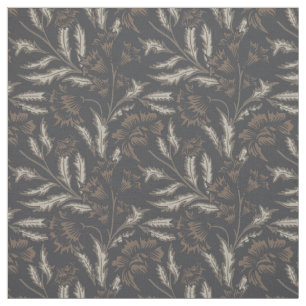 Tissu Chintz floral noir monochrome