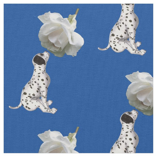 Tissu Chiot dalmate Et Rose Blanche (Fermer)