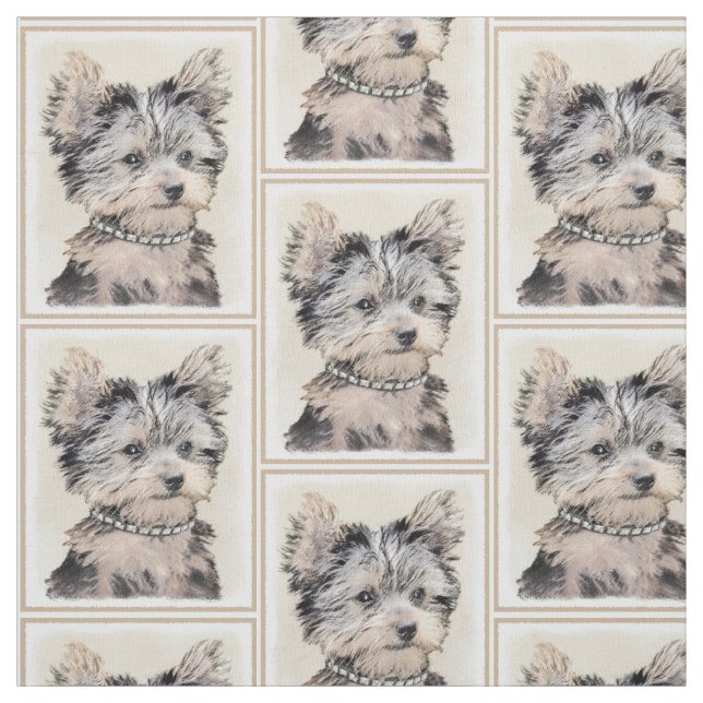 Tissu Chiot de Yorkshire Terrier peignant l'art original (Échantillon)