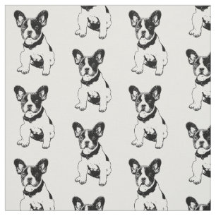 Tissu Chiot doux mignon de bouledogue français + La