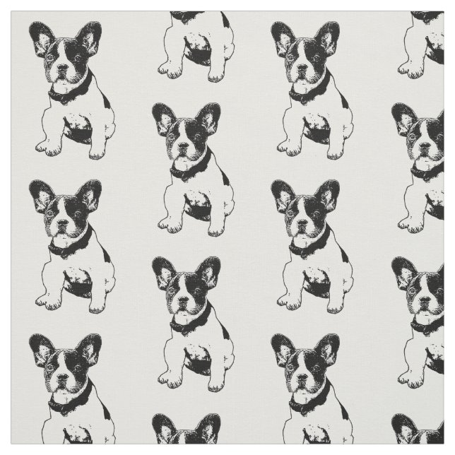 Tissu Chiot doux mignon de bouledogue français + La (Échantillon)